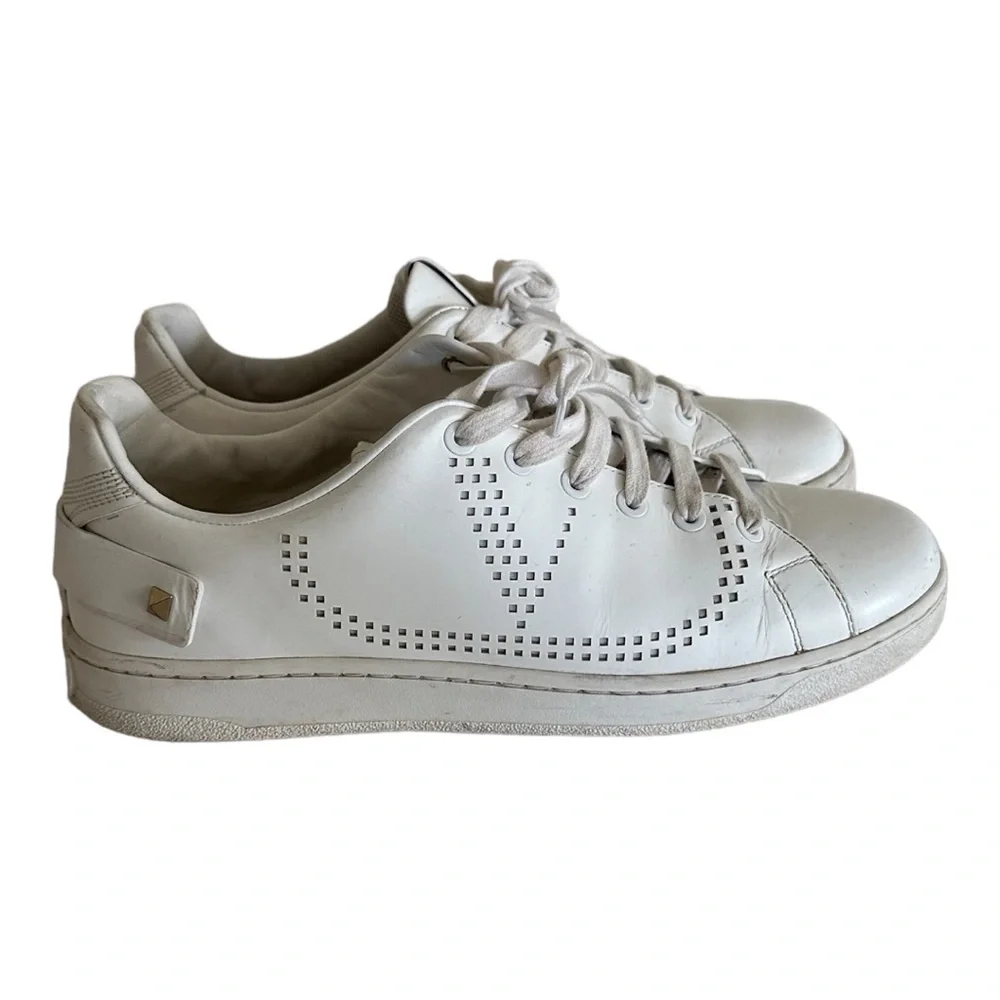 Valentino Garavani Backnet Sneakers In White Leather Athletic Sneakers Size 39
